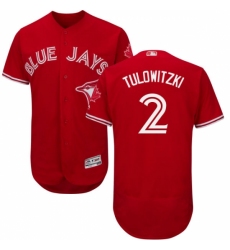 Men's Majestic Toronto Blue Jays #2 Troy Tulowitzki Scarlet Flexbase Authentic Collection Alternate MLB Jersey