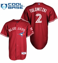 Women's Majestic Toronto Blue Jays #2 Troy Tulowitzki Authentic Red Canada Day MLB Jersey