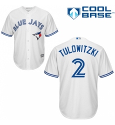 Youth Majestic Toronto Blue Jays #2 Troy Tulowitzki Replica White Home MLB Jersey