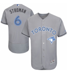 Men's Majestic Toronto Blue Jays #6 Marcus Stroman Authentic Gray 2016 Father's Day Fashion Flex Base MLB Jersey
