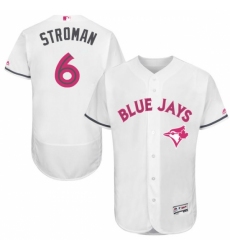 Men's Majestic Toronto Blue Jays #6 Marcus Stroman Authentic White 2016 Mother's Day Fashion Flex Base MLB Jersey