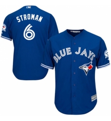 Men's Majestic Toronto Blue Jays #6 Marcus Stroman Replica Blue Alternate 40th Anniversary Patch MLB Jersey