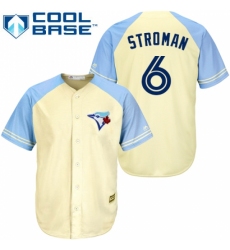 Men's Majestic Toronto Blue Jays #6 Marcus Stroman Replica Cream Exclusive Vintage Cool Base MLB Jersey