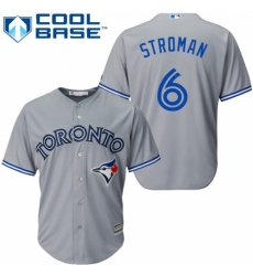 Men's Majestic Toronto Blue Jays #6 Marcus Stroman Replica Grey Road MLB Jersey