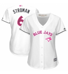 Women's Majestic Toronto Blue Jays #6 Marcus Stroman Replica White Mother's Day Cool Base MLB Jersey