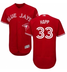 Men's Majestic Toronto Blue Jays #33 J.A. Happ Scarlet Flexbase Authentic Collection Alternate MLB Jersey