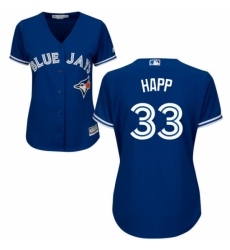 Women's Majestic Toronto Blue Jays #33 J.A. Happ Authentic Blue Alternate MLB Jersey
