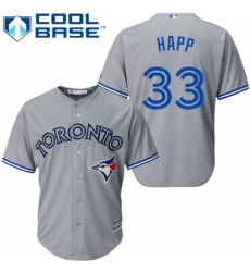Youth Majestic Toronto Blue Jays #33 J.A. Happ Authentic Grey Road MLB Jersey