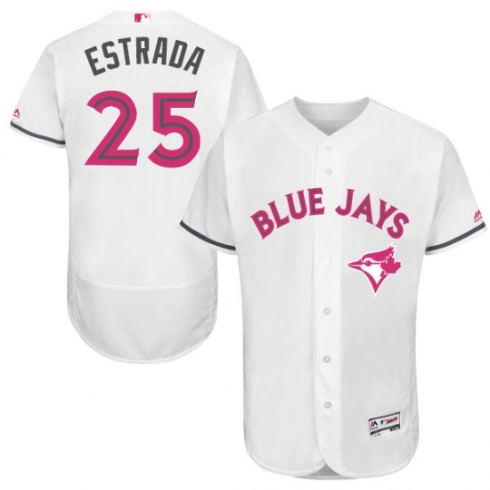 Men's Majestic Toronto Blue Jays #25 Marco Estrada Authentic White 2016 Mother's Day Fashion Flex Base MLB Jersey Men's Majestic Toronto Blue Jays #25 Marco Estrada Authentic White 2016 Mother's Day Fashion Flex Base MLB Jersey
