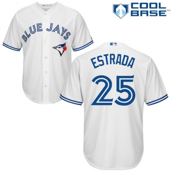 Men's Majestic Toronto Blue Jays #25 Marco Estrada Replica White Home MLB Jersey Men's Majestic Toronto Blue Jays #25 Marco Estrada Replica White Home MLB Jersey