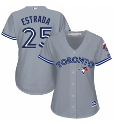 Women's Majestic Toronto Blue Jays #25 Marco Estrada Authentic Grey Road MLB Jersey