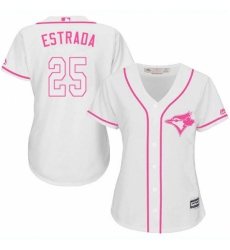 Women's Majestic Toronto Blue Jays #25 Marco Estrada Authentic White Fashion Cool Base MLB Jersey