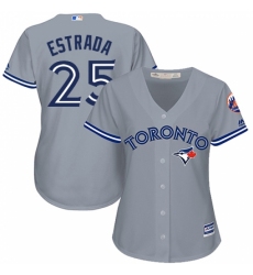 Women's Majestic Toronto Blue Jays #25 Marco Estrada Replica Grey Road MLB Jersey Women's Majestic Toronto Blue Jays #25 Marco Estrada Replica Grey Road MLB Jersey