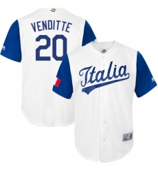 Men's Italy Baseball Majestic #20 Pat Venditte White 2017 World Baseball Classic Replica Team Jersey