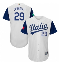 Men's Italy Baseball Majestic #29 Francisco Cervelli White 2017 World Baseball Classic Authentic Team Jersey