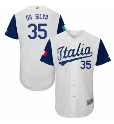 Men's Italy Baseball Majestic #35 Tiago da Silva White 2017 World Baseball Classic Authentic Team Jersey