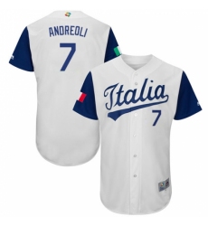 Men's Italy Baseball Majestic #7 John Andreoli White 2017 World Baseball Classic Authentic Team Jersey
