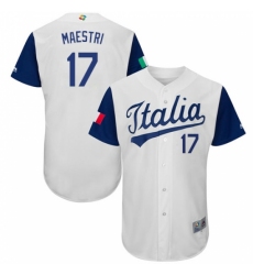 Men's Italy Baseball Majestic #17 Alex Maestri White 2017 World Baseball Classic Authentic Team Jersey