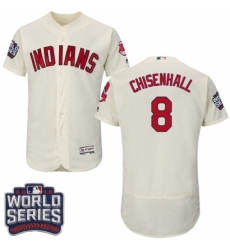 Men's Majestic Cleveland Indians #8 Lonnie Chisenhall Cream 2016 World Series Bound Flexbase Authentic Collection MLB Jersey