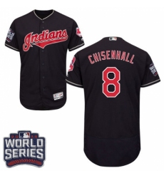 Men's Majestic Cleveland Indians #8 Lonnie Chisenhall Navy Blue 2016 World Series Bound Flexbase Authentic Collection MLB Jersey