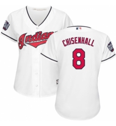 Women's Majestic Cleveland Indians #8 Lonnie Chisenhall Authentic White Home 2016 World Series Bound Cool Base MLB Jersey