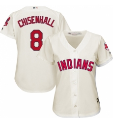 Women's Majestic Cleveland Indians #8 Lonnie Chisenhall Replica Cream Alternate 2 Cool Base MLB Jersey