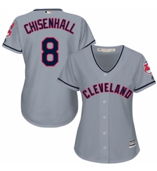 Women's Majestic Cleveland Indians #8 Lonnie Chisenhall Replica Grey Road Cool Base MLB Jersey