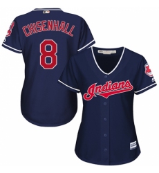 Women's Majestic Cleveland Indians #8 Lonnie Chisenhall Replica Navy Blue Alternate 1 Cool Base MLB Jersey