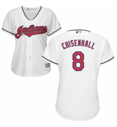 Women's Majestic Cleveland Indians #8 Lonnie Chisenhall Replica White Home Cool Base MLB Jersey