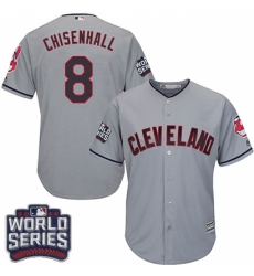 Youth Majestic Cleveland Indians #8 Lonnie Chisenhall Authentic Grey Road 2016 World Series Bound Cool Base MLB Jersey