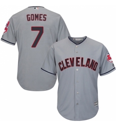 Men's Majestic Cleveland Indians #7 Yan Gomes Replica Grey Road Cool Base MLB Jersey