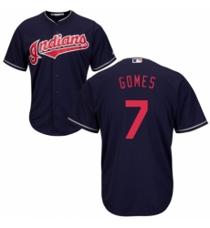 Men's Majestic Cleveland Indians #7 Yan Gomes Replica Navy Blue Alternate 1 Cool Base MLB Jersey