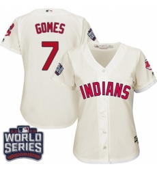 Women's Majestic Cleveland Indians #7 Yan Gomes Authentic Cream Alternate 2 2016 World Series Bound Cool Base MLB Jersey
