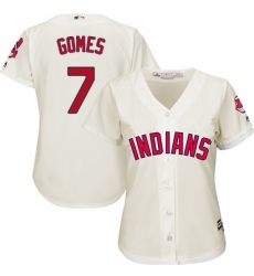 Women's Majestic Cleveland Indians #7 Yan Gomes Replica Cream Alternate 2 Cool Base MLB Jersey