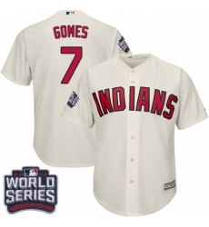 Youth Majestic Cleveland Indians #7 Yan Gomes Authentic Cream Alternate 2 2016 World Series Bound Cool Base MLB Jersey