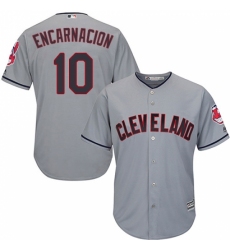 Men's Majestic Cleveland Indians #10 Edwin Encarnacion Replica Grey Road Cool Base MLB Jersey