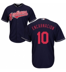 Men's Majestic Cleveland Indians #10 Edwin Encarnacion Replica Navy Blue Alternate 1 Cool Base MLB Jersey