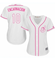 Women's Majestic Cleveland Indians #10 Edwin Encarnacion Replica White Fashion Cool Base MLB Jersey