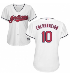 Women's Majestic Cleveland Indians #10 Edwin Encarnacion Replica White Home Cool Base MLB Jersey