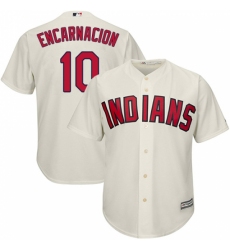 Youth Majestic Cleveland Indians #10 Edwin Encarnacion Replica Cream Alternate 2 Cool Base MLB Jersey