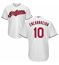 Youth Majestic Cleveland Indians #10 Edwin Encarnacion Replica White Home Cool Base MLB Jersey