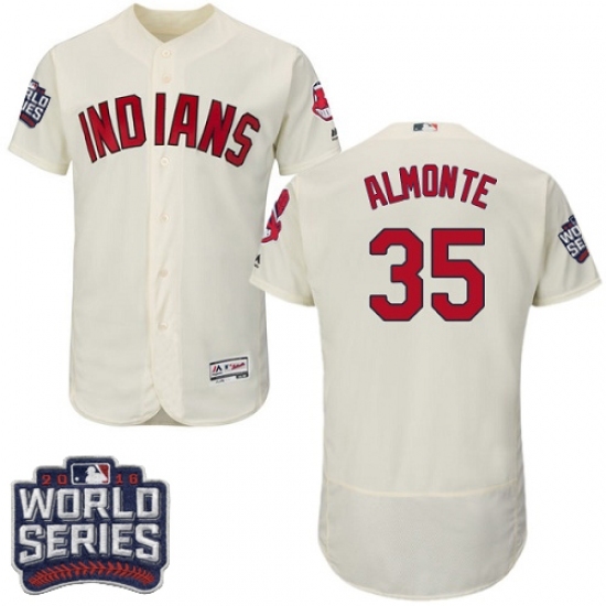 Men's Majestic Cleveland Indians #35 Abraham Almonte Cream 2016 World Series Bound Flexbase Authentic Collection MLB Jersey Men's Majestic Cleveland Indians #35 Abraham Almonte Cream 2016 World Series Bound Flexbase Authentic Collection MLB Jersey