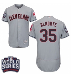 Men's Majestic Cleveland Indians #35 Abraham Almonte Grey 2016 World Series Bound Flexbase Authentic Collection MLB Jersey