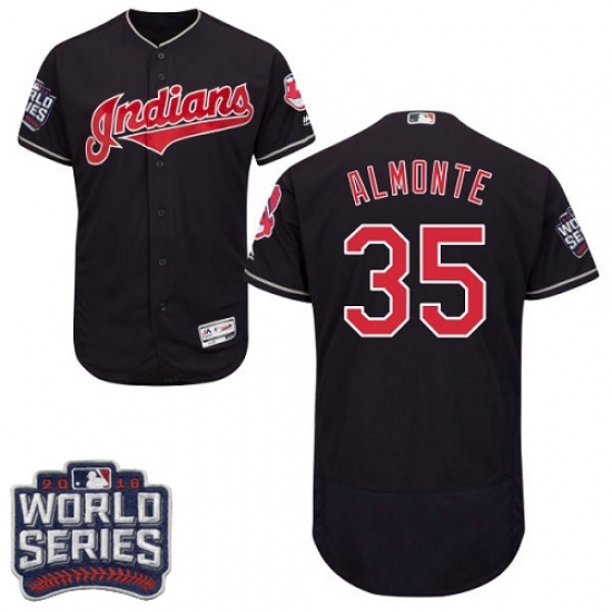 Men's Majestic Cleveland Indians #35 Abraham Almonte Navy Blue 2016 World Series Bound Flexbase Authentic Collection MLB Jersey Men's Majestic Cleveland Indians #35 Abraham Almonte Navy Blue 2016 World Series Bound Flexbase Authentic Collection MLB Jersey