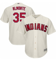 Men's Majestic Cleveland Indians #35 Abraham Almonte Replica Cream Alternate 2 Cool Base MLB Jersey