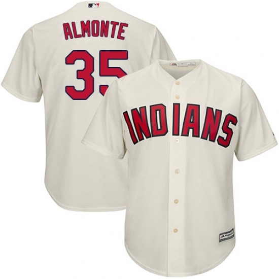 Men's Majestic Cleveland Indians #35 Abraham Almonte Replica Cream Alternate 2 Cool Base MLB Jersey Men's Majestic Cleveland Indians #35 Abraham Almonte Replica Cream Alternate 2 Cool Base MLB Jersey