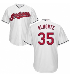 Men's Majestic Cleveland Indians #35 Abraham Almonte Replica White Home Cool Base MLB Jersey Men's Majestic Cleveland Indians #35 Abraham Almonte Replica White Home Cool Base MLB Jersey