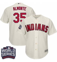 Youth Majestic Cleveland Indians #35 Abraham Almonte Authentic Cream Alternate 2 2016 World Series Bound Cool Base MLB Jersey Youth Majestic Cleveland Indians #35 Abraham Almonte Authentic Cream Alternate 2 2016 World Series Bound Cool Base MLB Jersey