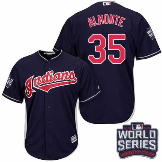 Youth Majestic Cleveland Indians #35 Abraham Almonte Authentic Navy Blue Alternate 1 2016 World Series Bound Cool Base MLB Jersey Youth Majestic Cleveland Indians #35 Abraham Almonte Authentic Navy Blue Alternate 1 2016 World Series Bound Cool Base MLB Jersey