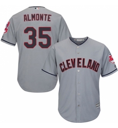 Youth Majestic Cleveland Indians #35 Abraham Almonte Replica Grey Road Cool Base MLB Jersey